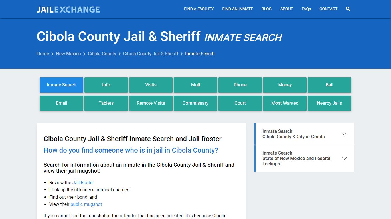 Cibola County Jail & Sheriff Inmate Search - Jail Exchange